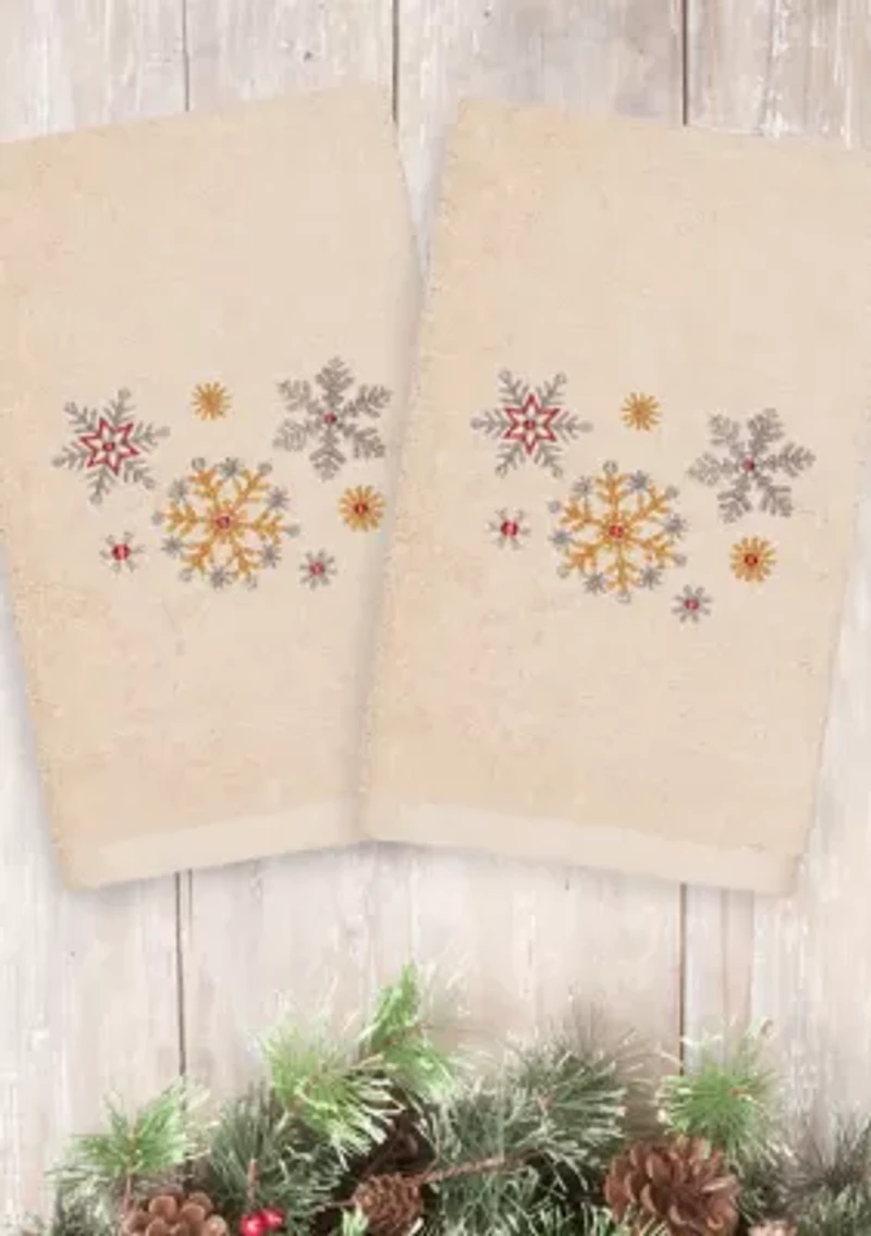 Christmas Snowfall Embroidered Luxury Turkish Cotton Hand Towel