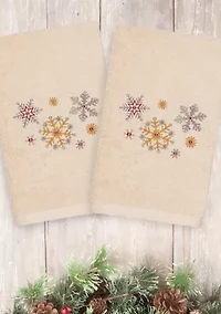 Christmas Snowfall Embroidered Luxury Turkish Cotton Hand Towel