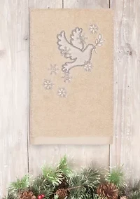 Christmas Dove Embroidered Luxury Turkish Cotton Hand Towel
