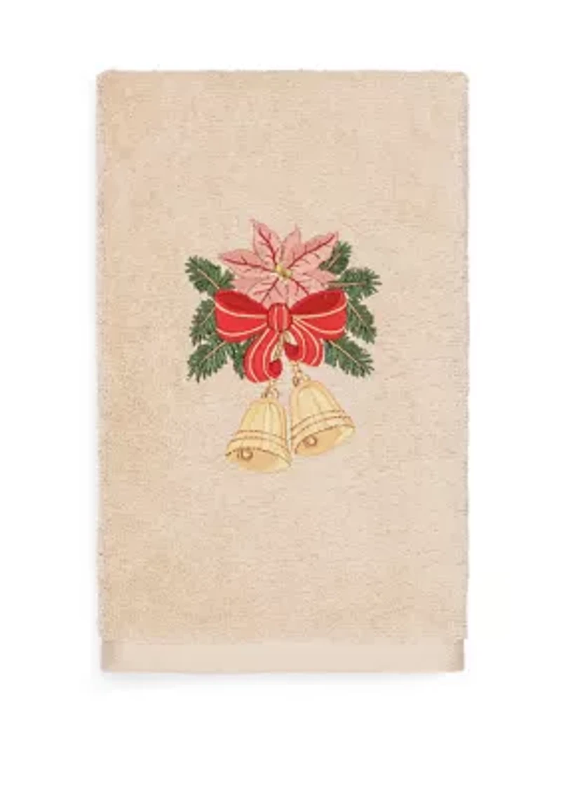 Christmas Bells Embroidered Luxury Turkish Cotton Hand Towel