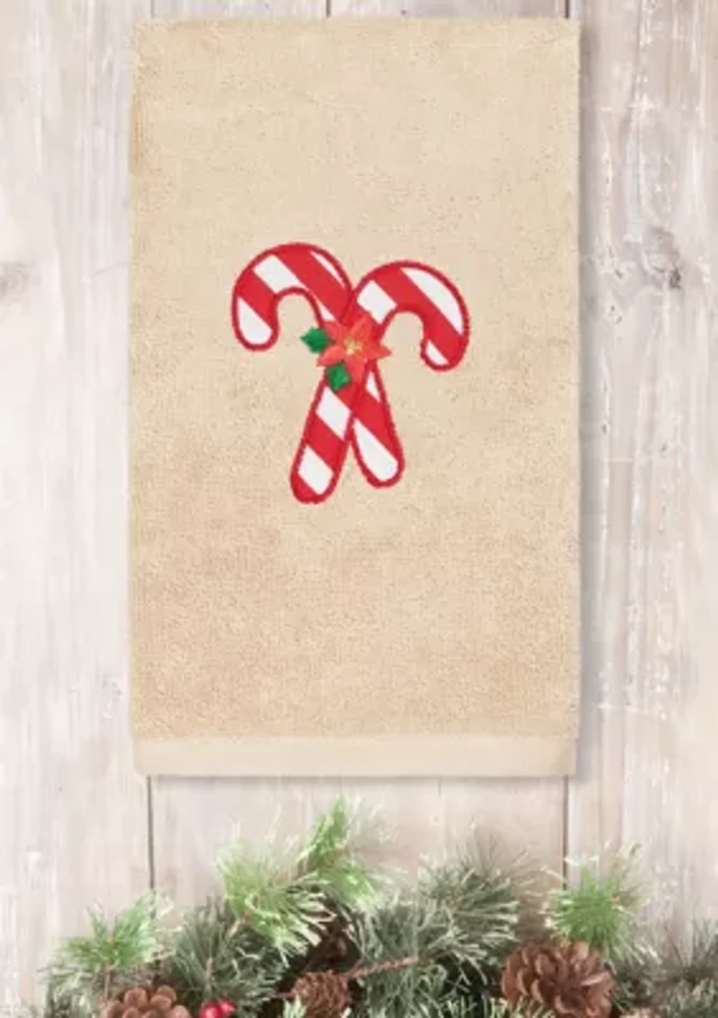 Christmas Candy Canes - Embroidered Luxury Turkish Cotton Hand Towel