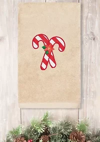 Christmas Candy Canes - Embroidered Luxury Turkish Cotton Hand Towel