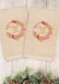 Christmas Peace - Embroidered Luxury Turkish Cotton Hand Towel Set of 2