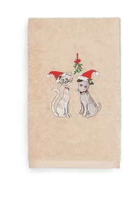 Christmas Cute Couple - Embroidered Luxury Turkish Cotton Hand Towel