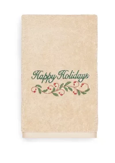 Christmas Happy Holidays - Embroidered Luxury Turkish Cotton Hand Towel