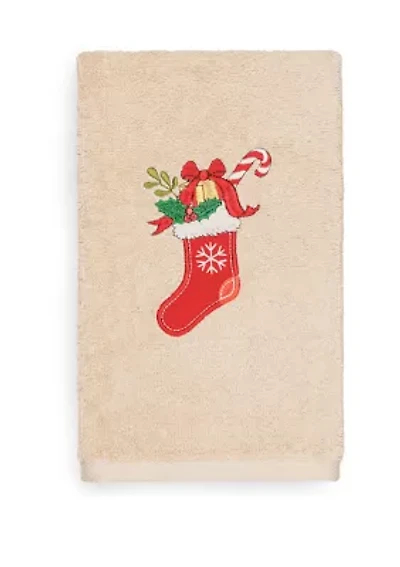Christmas Stocking Embroidered Luxury Turkish Cotton Hand Towel