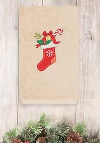 Christmas Stocking Embroidered Luxury Turkish Cotton Hand Towel