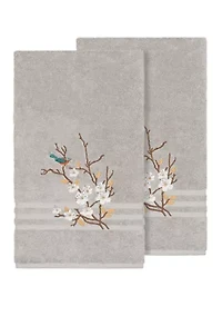 Spring Time Set of 2 Embellished Bath Towels