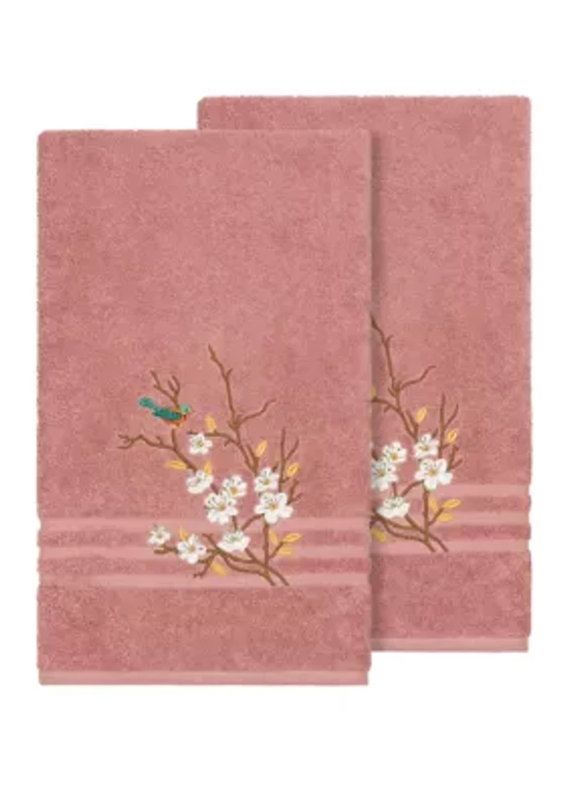 Spring Time Set of 2 Embellished Bath Towels