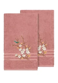 Spring Time Set of 2 Embellished Bath Towels