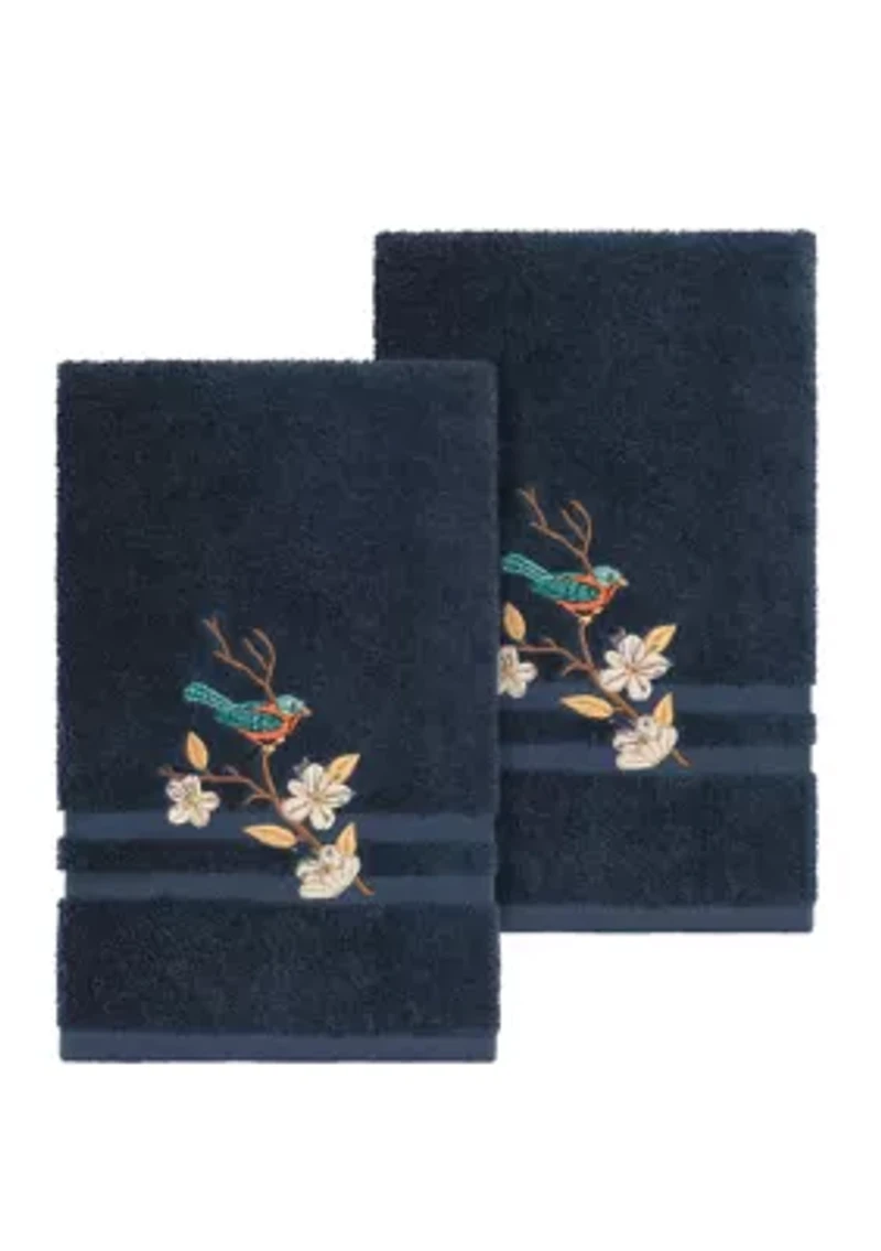 Spring Time Set of 2 Embellished Hand Towels