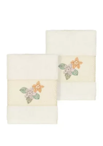 Caroline 2 Piece Embellished Washcloth Set