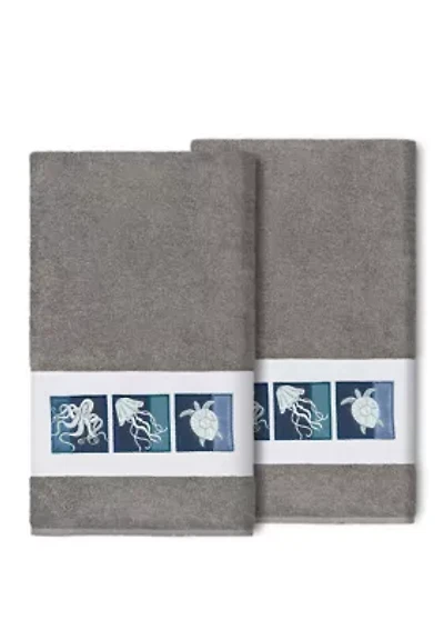 Ava 2 Piece Embellished Bath Towel Set