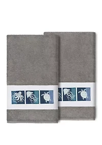 Ava 2 Piece Embellished Bath Towel Set