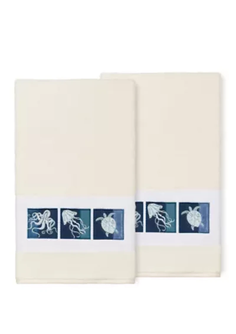 Ava 2 Piece Embellished Bath Towel Set
