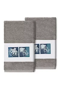 Ava 2 Piece Embellished Hand Towel Set