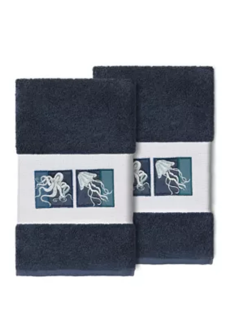 Ava 2 Piece Embellished Hand Towel Set