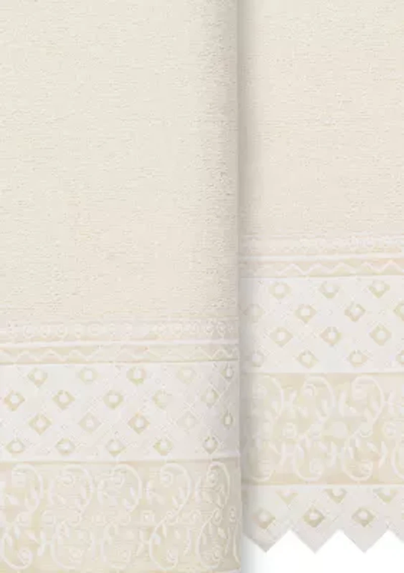 AIDEN 2PC White Lace Embellished Bath Towel Set