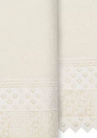 AIDEN 2PC White Lace Embellished Bath Towel Set