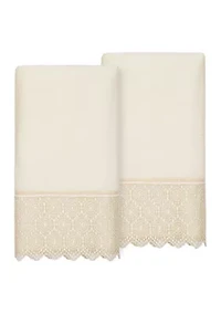 ARIAN 2PC Cream Lace Embellished Bath Towel Set