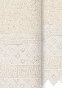 AIDEN 2PC White Lace Embellished Hand Towel Set