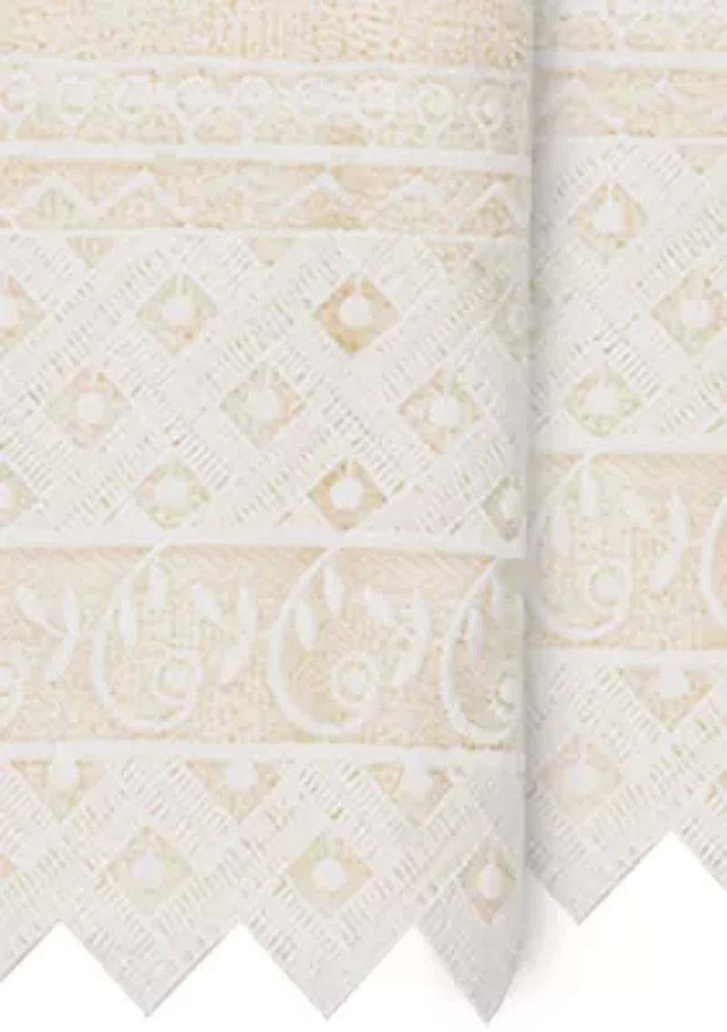 AIDEN 2PC White Lace Embellished Washcloth Set