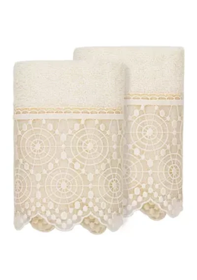 ARIAN 2PC Cream Lace Embellished Washcloth Set