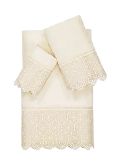 ARIAN 3PC Cream Lace Embellished Towel Set