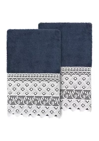 AIDEN 2PC White Lace Embellished Hand Towel Set