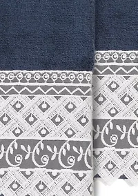 AIDEN 2PC White Lace Embellished Hand Towel Set