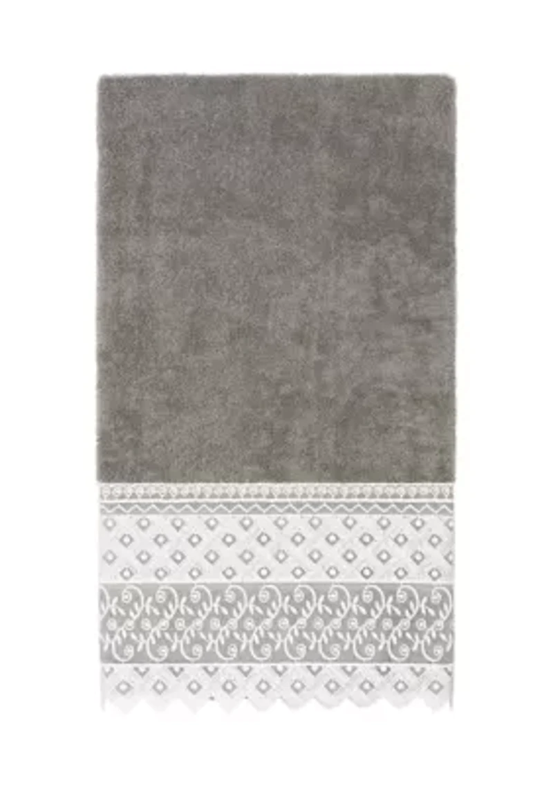 AIDEN White Lace Embellished Bath Towel