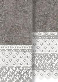 AIDEN 2PC White Lace Embellished Bath Towel Set