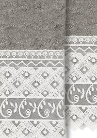 AIDEN 2PC White Lace Embellished Hand Towel Set