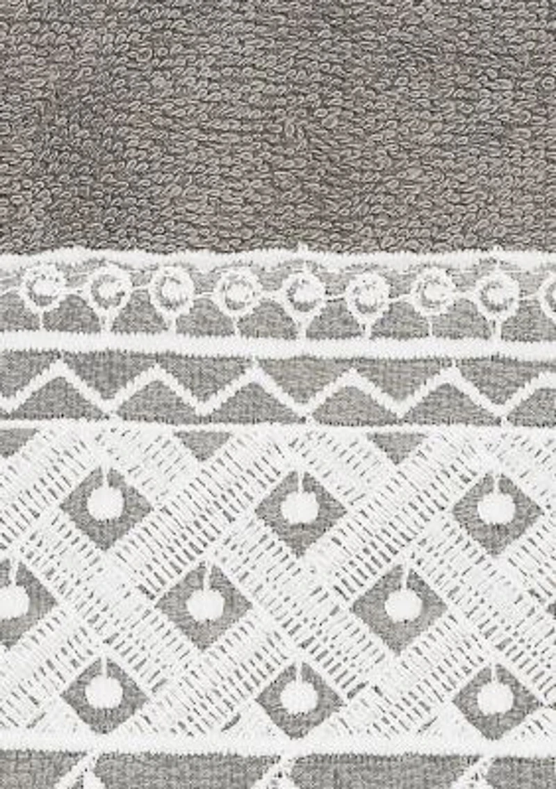 AIDEN 3PC White Lace Embellished Towel Set