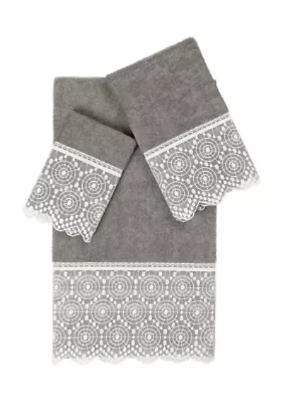 ARIAN 3PC Cream Lace Embellished Towel Set
