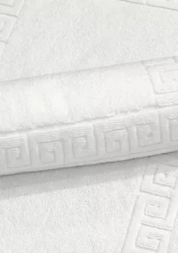 Set of 2 Turkish Cotton Greek Key Bath Mats