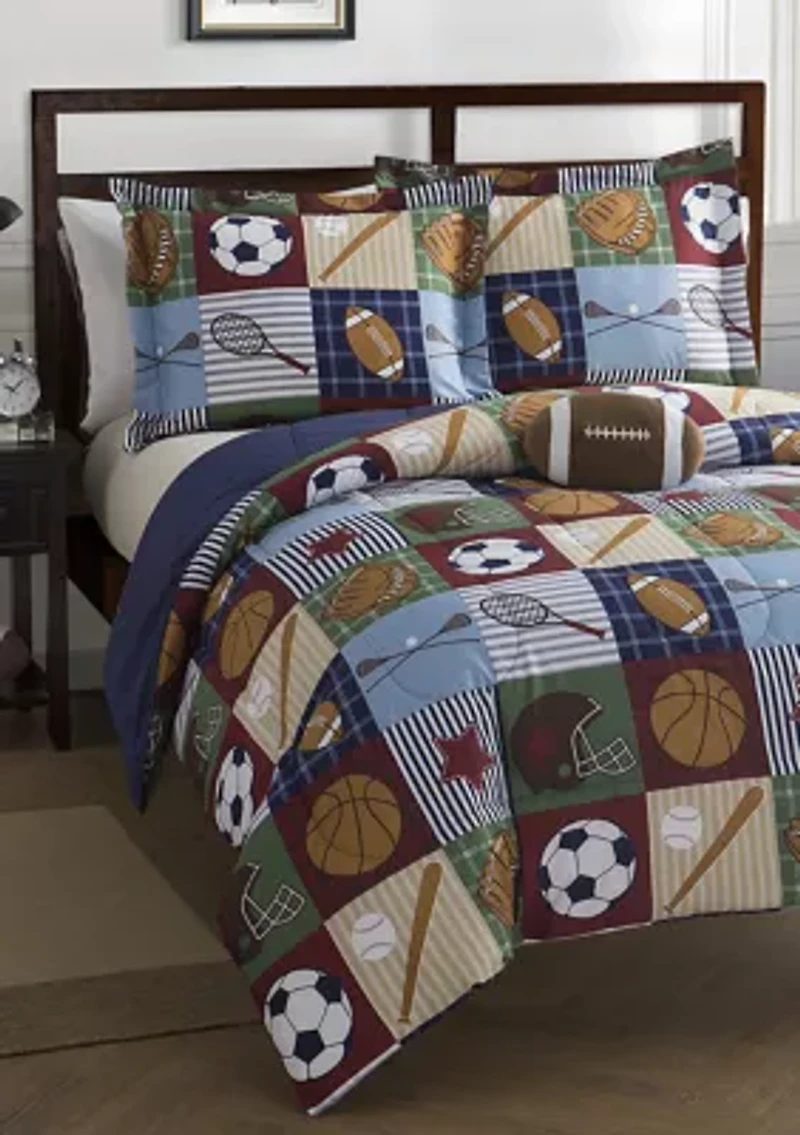 Team Sport Collegiate Comforter Set with Football Novelty Pillow