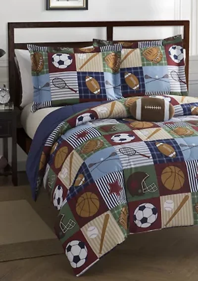 Team Sport Collegiate Comforter Set with Football Novelty Pillow