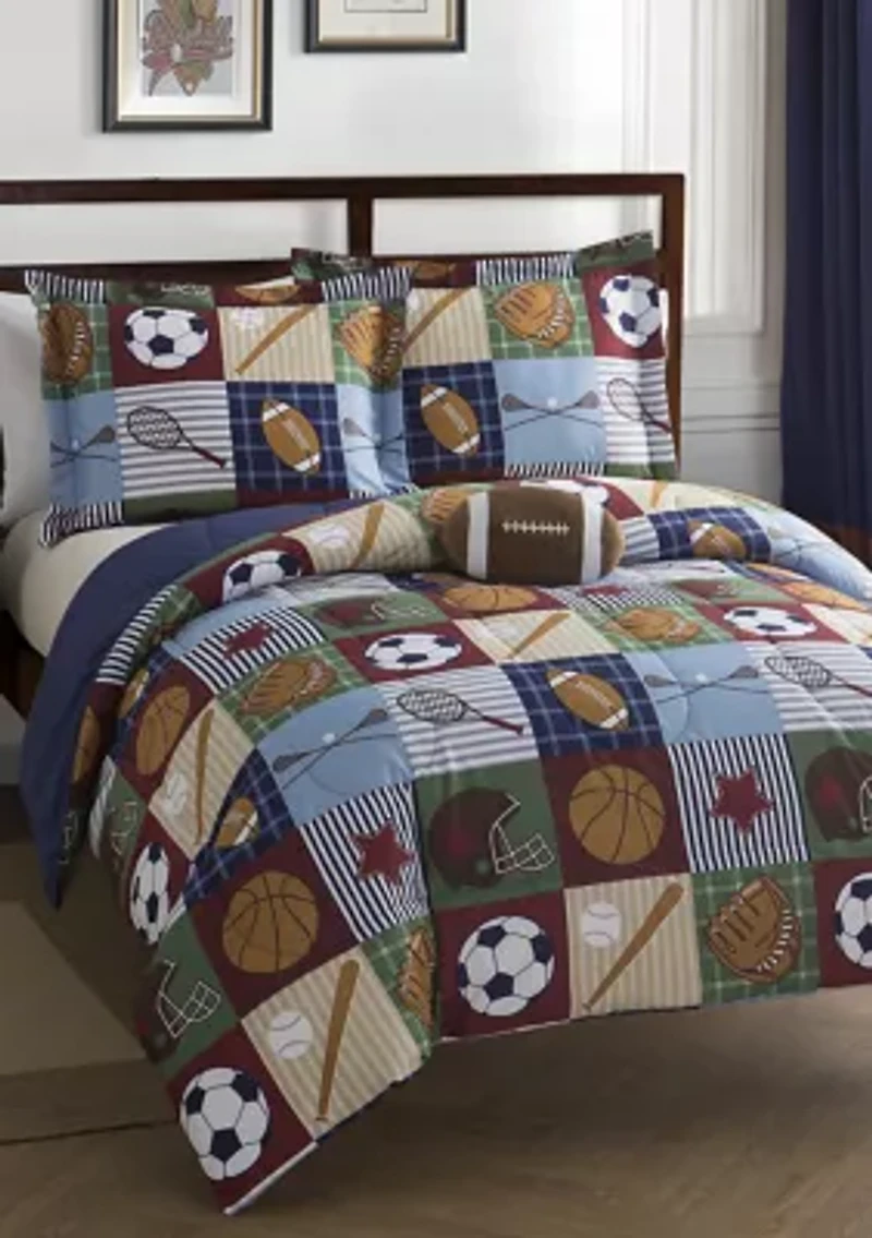 Team Sport Collegiate Comforter Set with Football Novelty Pillow