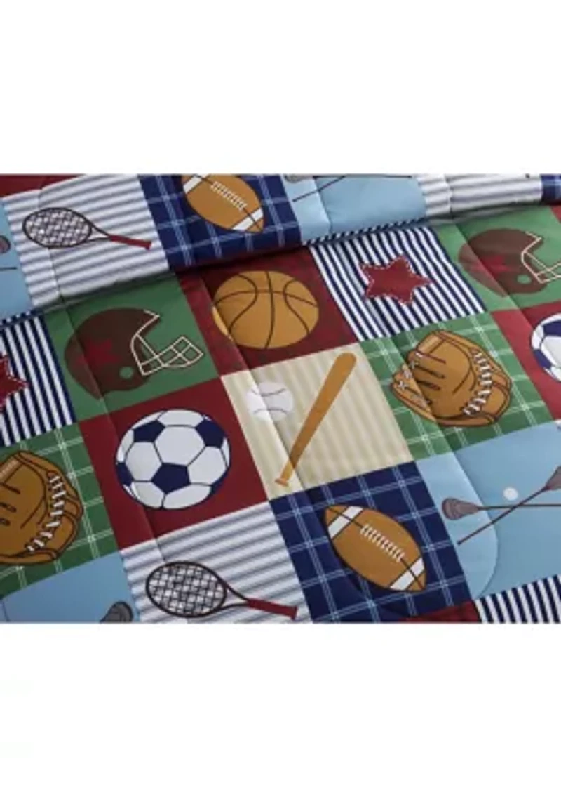 Team Sport Collegiate Comforter Set with Football Novelty Pillow