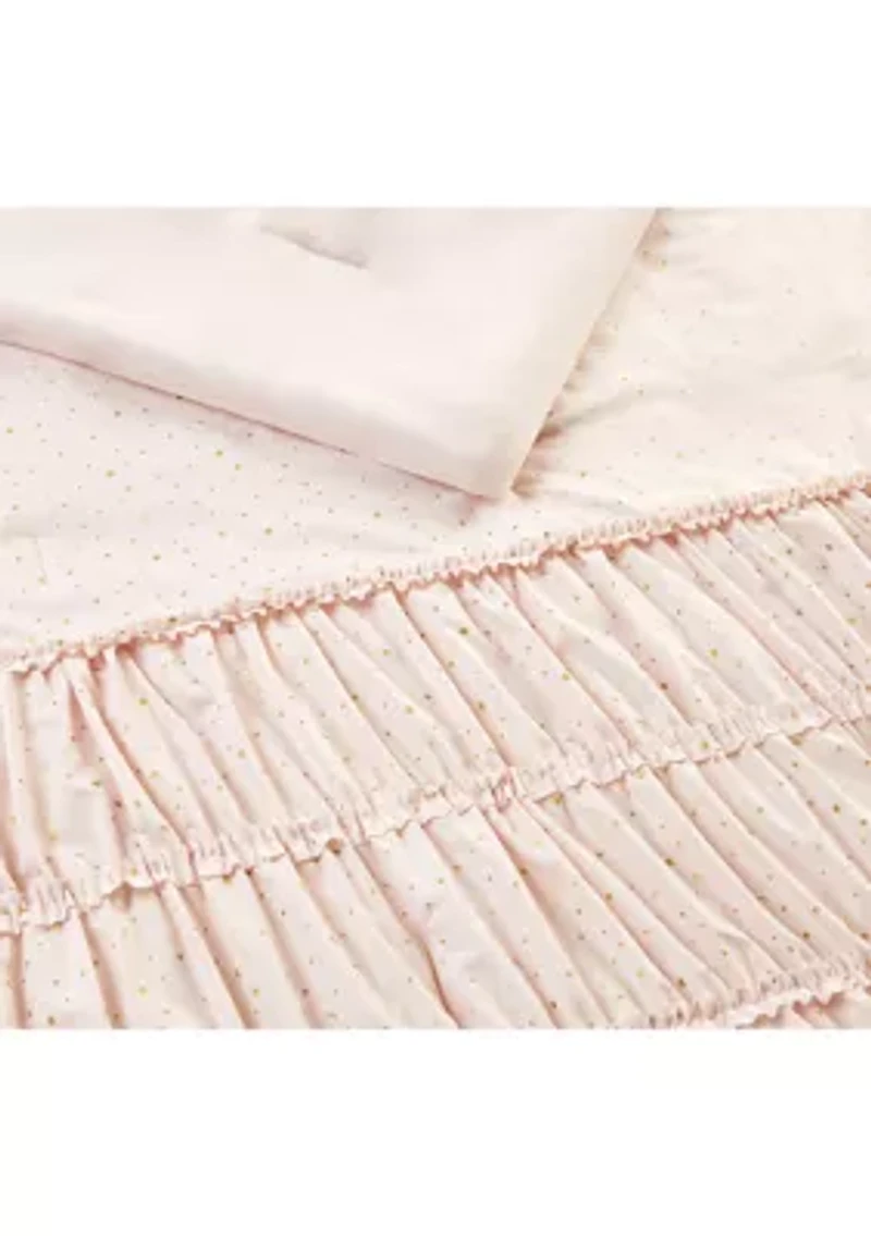 Celestial Princess Pink Smocked Texture Comforter Set with 2 Decorative Pillows