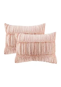 Celestial Princess Pink Smocked Texture Comforter Set with 2 Decorative Pillows
