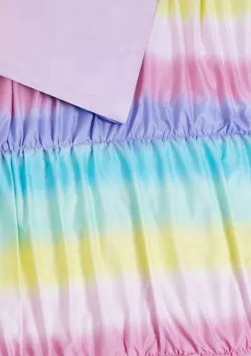 Rainbow Rouched Comforter Set with 2 Decorative Pillows