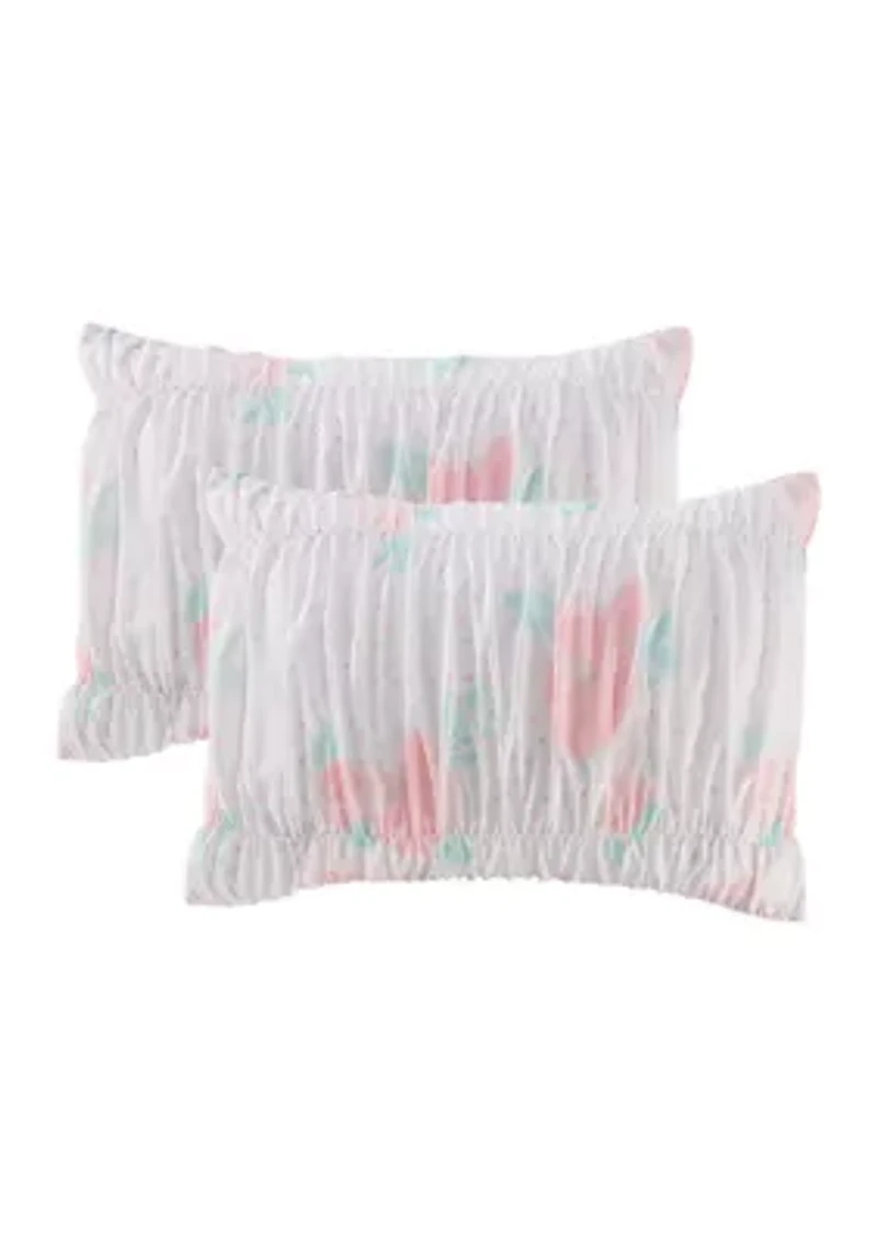 Tabitha Smocked Texture Pink Comforter Set with 2 Decorative Pillows