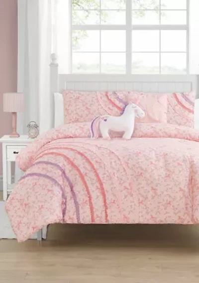 Rainbow Ruffle Ultra Soft Microfiber Comforter Set