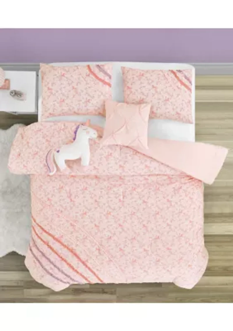 Rainbow Ruffle Ultra Soft Microfiber Comforter Set