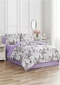 Paris Floral Lilac Ultra Soft Microfiber Reversible Comforter Set