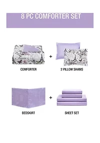 Paris Floral Lilac Ultra Soft Microfiber Reversible Comforter Set