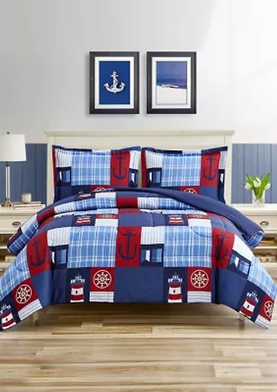 Nautical Patch Blue Ultra Soft Microfiber Comforter Set