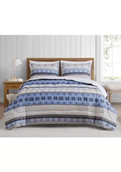 Fair Isle Blue Microfiber Comforter Set